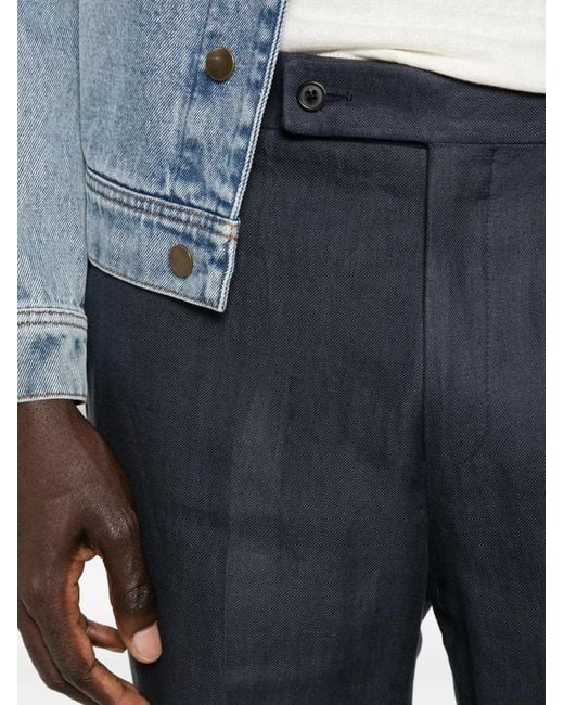 Corneliani Blue Belt-Loops Trousers for men