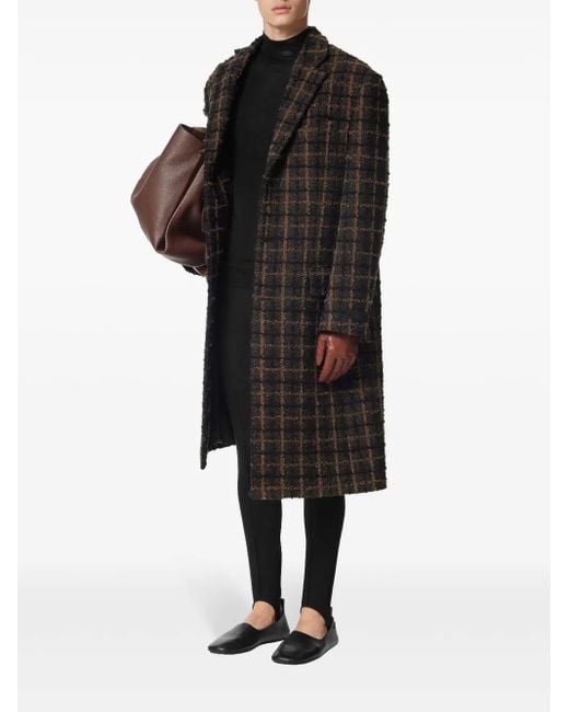 Versace Black Checked Midi Coat for men