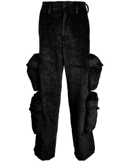 Amiri X Browns Black Faux-fur Cargo Trousers - Men's - Viscose/wool/alpaca for men
