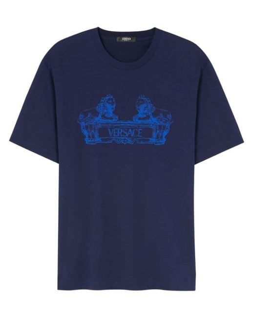 T-shirt Cartouche di Versace in Blue da Uomo