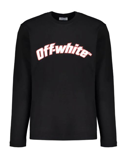 T-Shirt A Maniche Lunghe Con Stampa di Off-White c/o Virgil Abloh in Black da Uomo