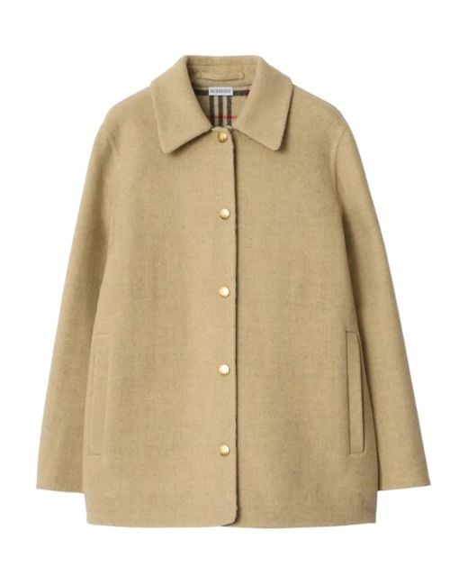 Burberry Natural Check-Lined Wool Overshirt