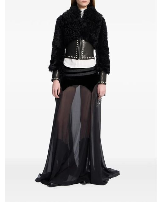 Ann Demeulemeester Black Stud-Embellished Shearling Jacket