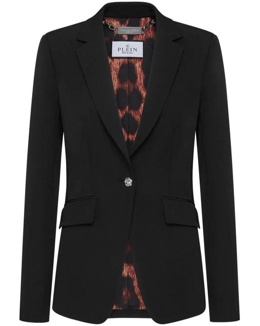 Philipp Plein Black Crystal-Skull Blazer