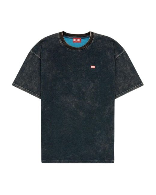 DIESEL Blue Acid-Washed Tee for men