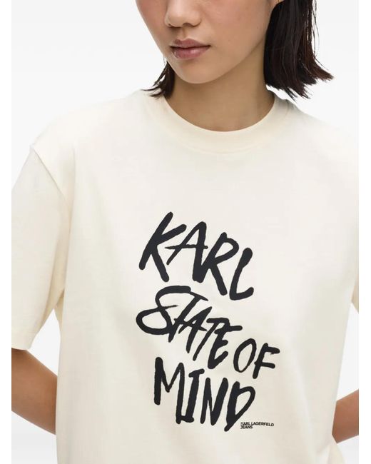 Karl Lagerfeld White Slogan-Print T-Shirt Mini Dress