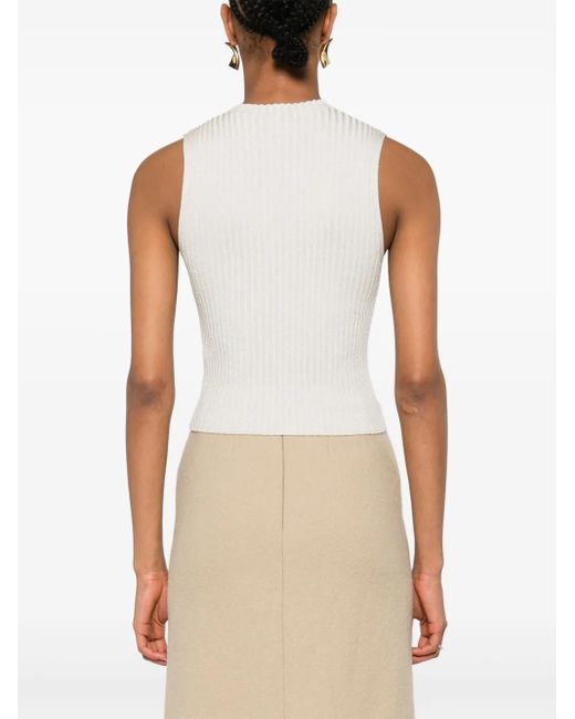 Peserico White Fine-Ribbed Tank Top