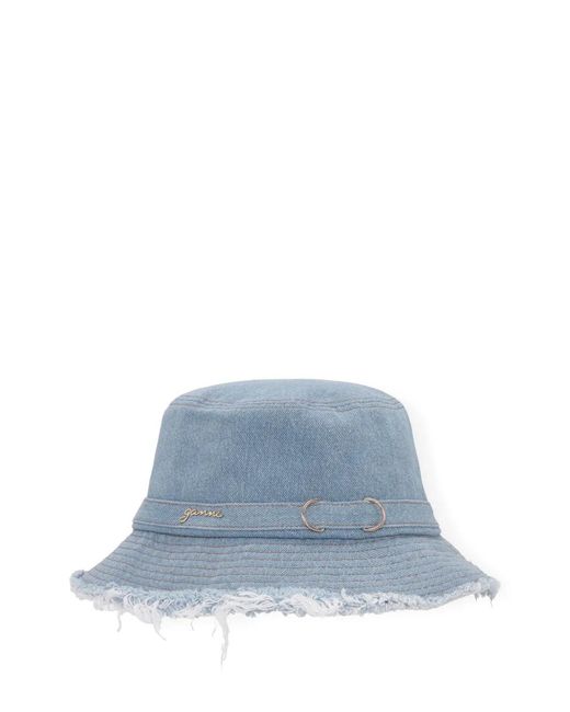 Ganni Blue Denim Bucket Hat