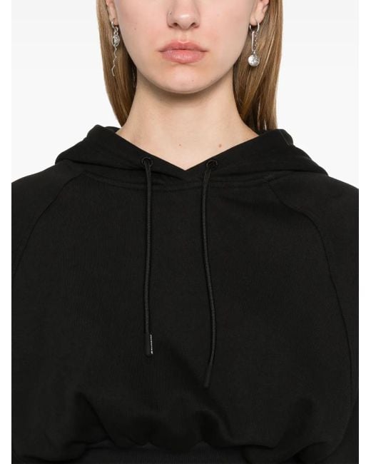 Adidas By Stella McCartney Black Organic Cotton Cropped Hoodie