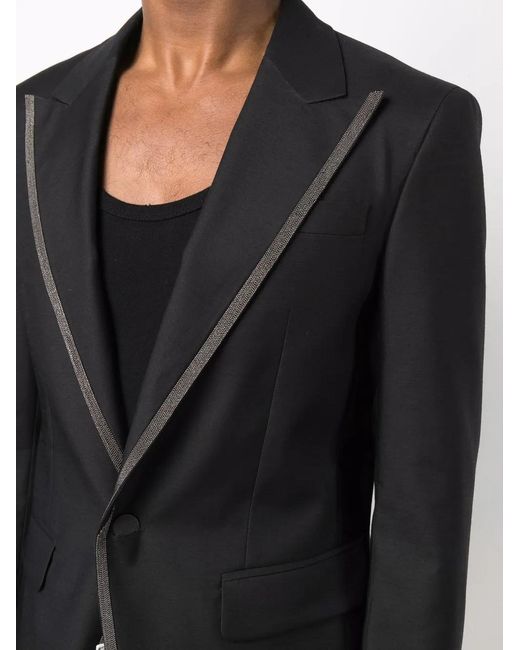 DSquared² Black Contrast-Trim Single-Breasted Blazer for men