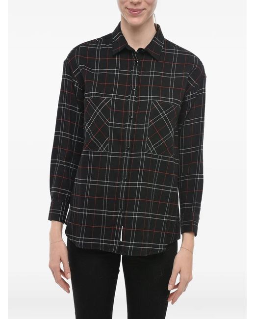 Woolrich Black Tartan-Print Flannel Blouse