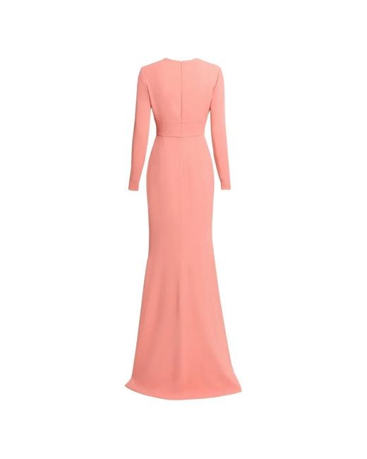 Elie Saab Pink Bow-Detail V-Neck Maxi Dress