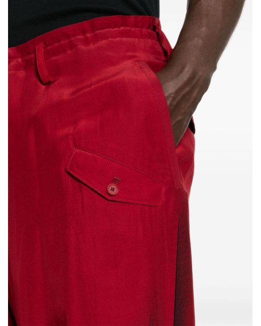 Yohji Yamamoto Red Abstract-print Silk Trousers for men