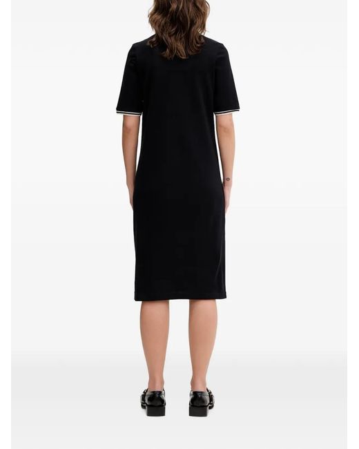 Fred Perry Black Cotton Midi Dress