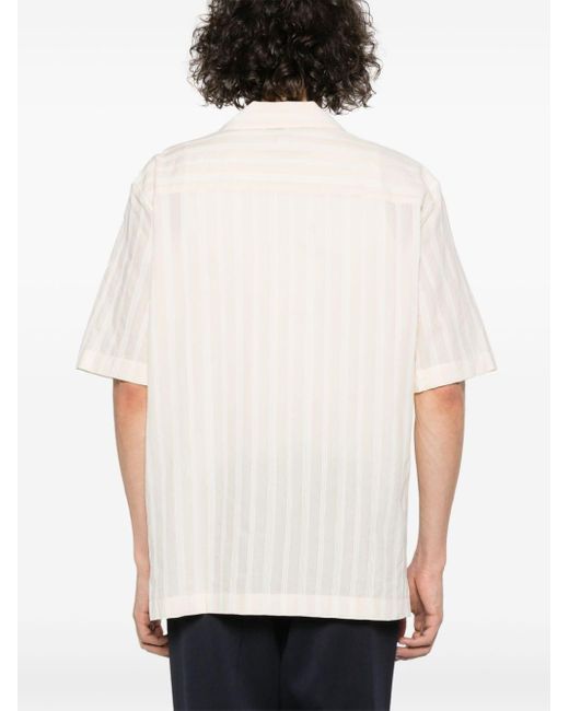 Embroidered-stripes cotton shirt Sunspel de hombre de color White