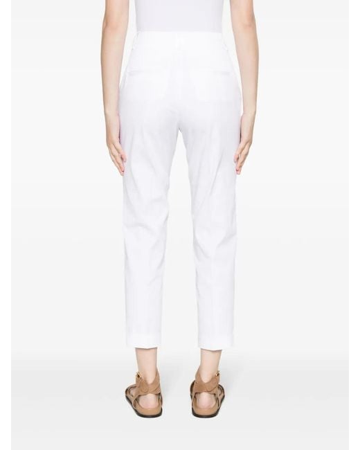 Peserico White High-Waist Cropped Trousers