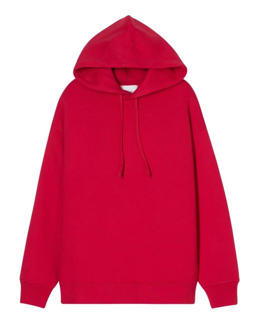 Closed Red Drawstring Hooded Top