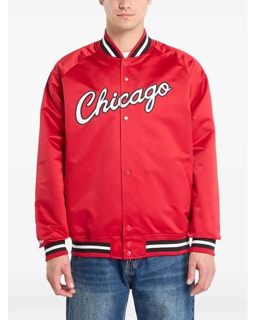 Mitchell & Ness Red Nba Logo-Print Bomber Jacket for men