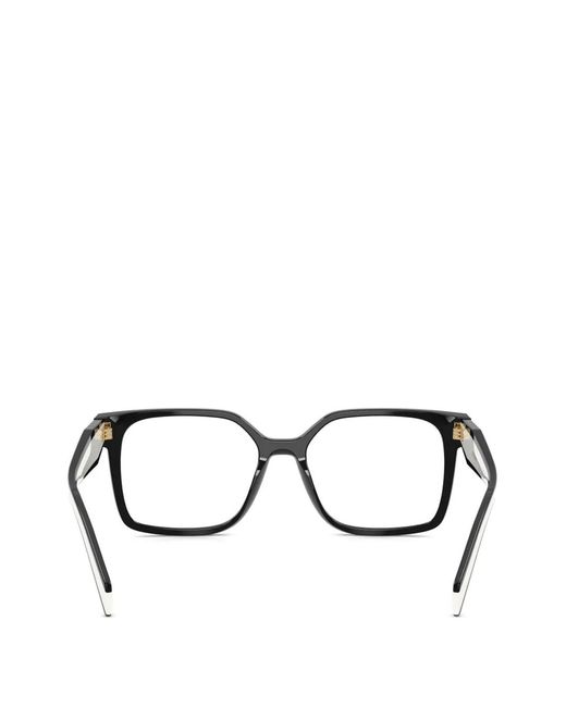 Prada Black Brille Mit Eckigem Gestell