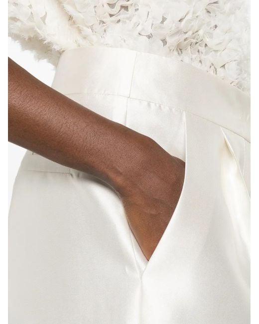 Carla G White Pressed-Crease Palazzo Pants