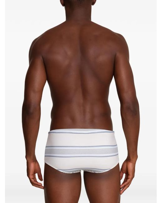 Amir Slama White Striped Swimming Trunks for men