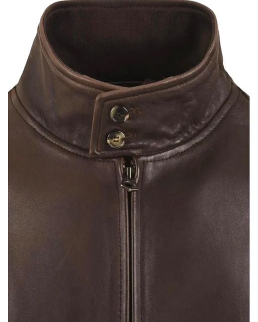 Stewart Brown Long-Sleeved Leather Jacket for men