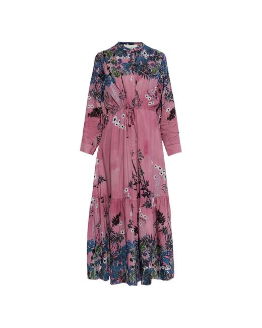 Munthe Pink Bernadette Floral Midi Dress