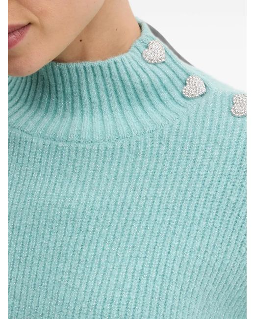 Morgan Blue Heart Button Sweater