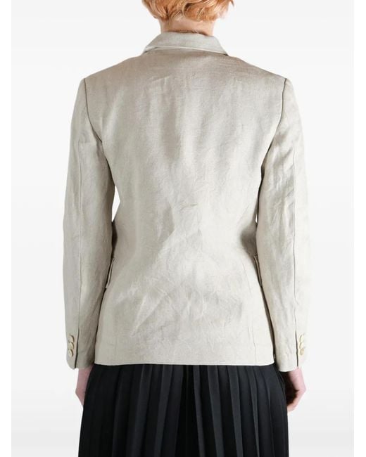 Comme des Garçons White Asymmetric Frayed-Trim Blazer
