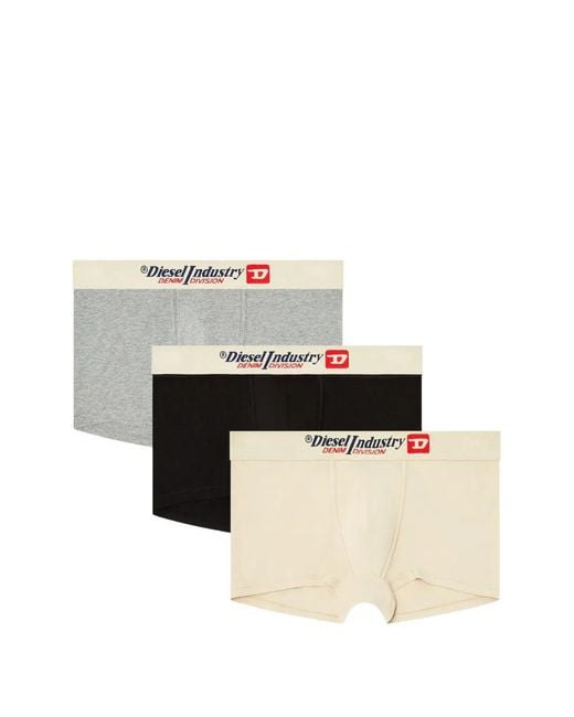 DIESEL Black Logo-Waistband Pack-Of-Three Boxer Briefs for men