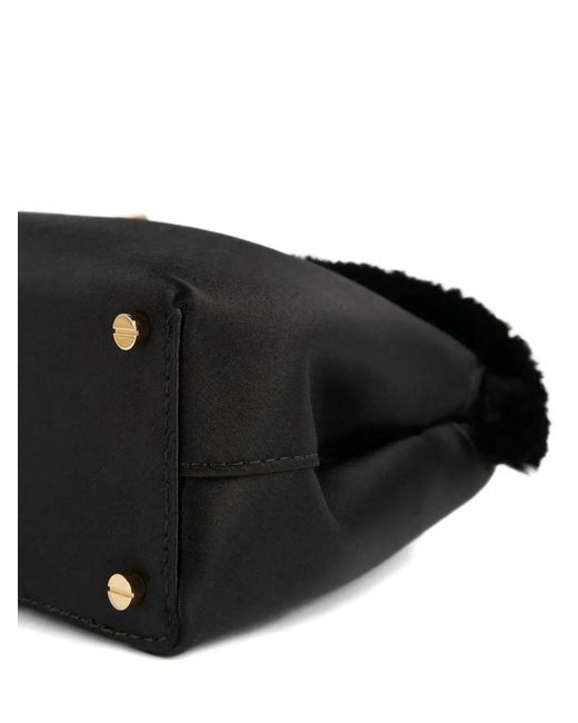 Totême Black Mini T-Lock Frayed Clutch Bag