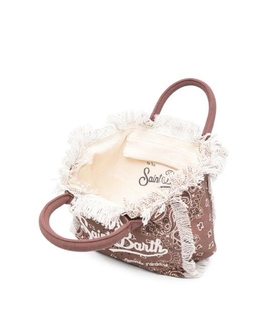 Mc2 Saint Barth Pink Colette Bandana-Print Frayed Tote Bag
