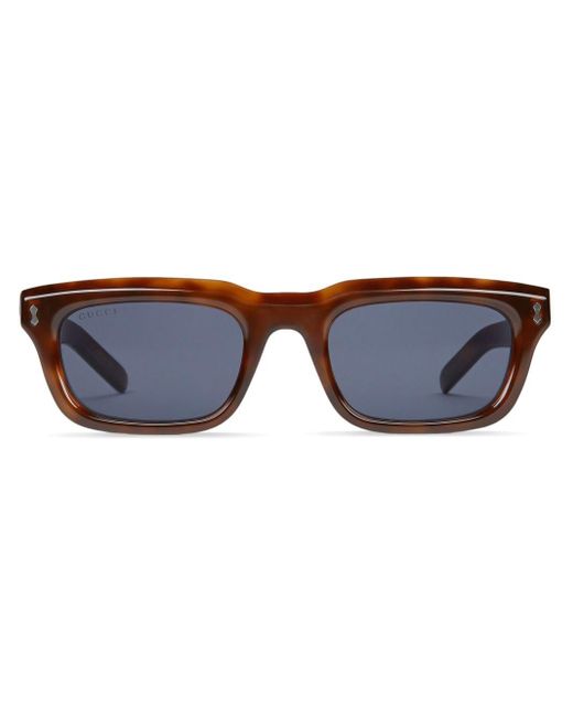 Gucci Eckige Sonnenbrille mit Logo-Gravur in Blue für Herren