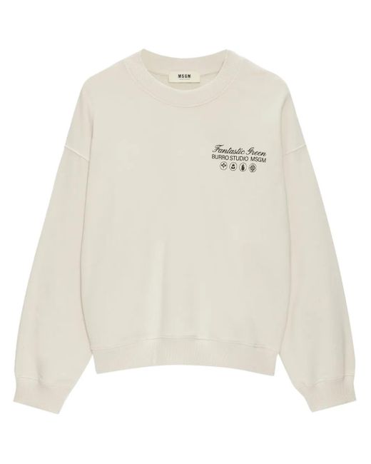 MSGM Sweater Met Logoprint in het White