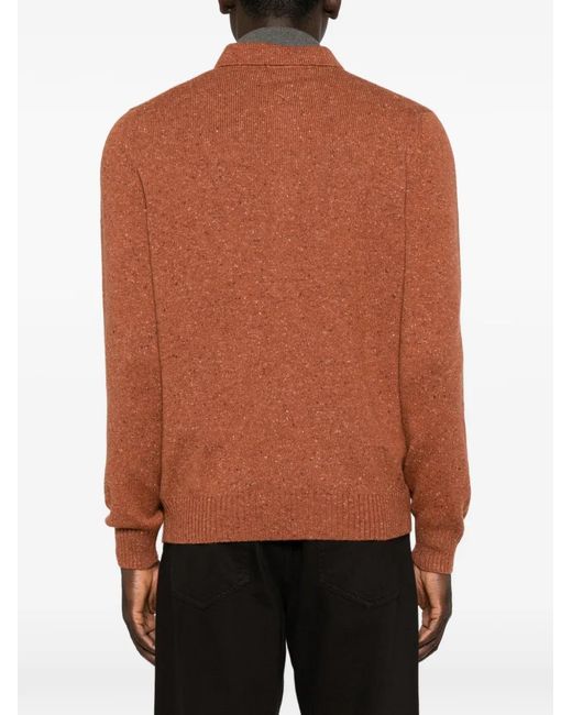 Gran Sasso Brown Button-Down Polo Sweater for men