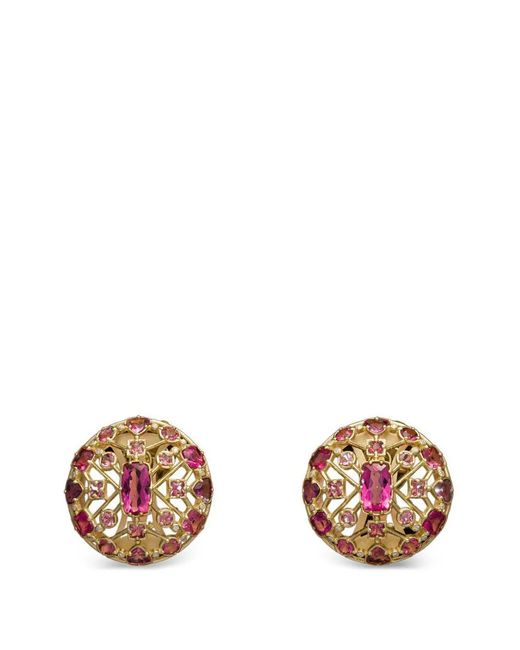 DENISE CASSOU Metallic Celestial Night Rubellite And Tourmaline Earrings