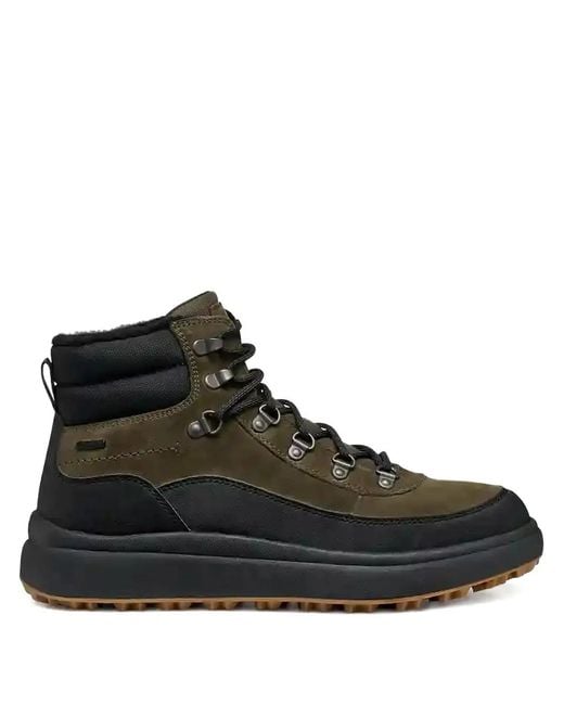 Geox Black Granito + Grip Abx Lace-Up Panelled Hiking Boots for men