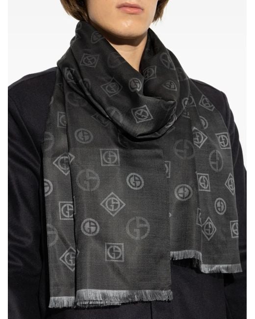 メンズ Giorgio Armani シルクスカーフ Black