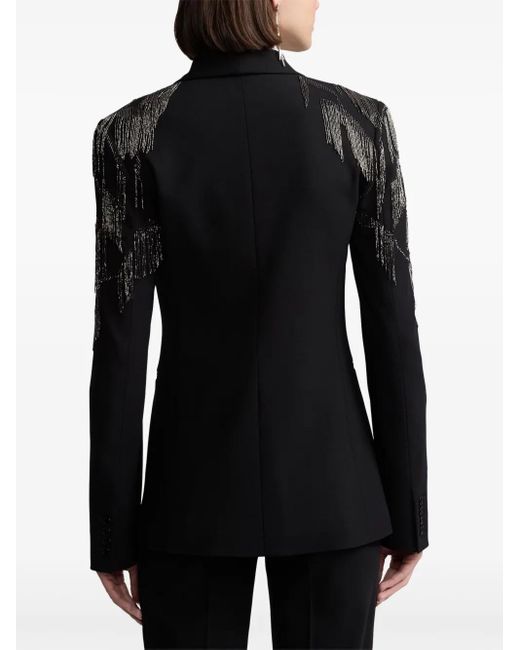 Ralph Lauren Blazer Met Franje Detail En V-Hals in het Black