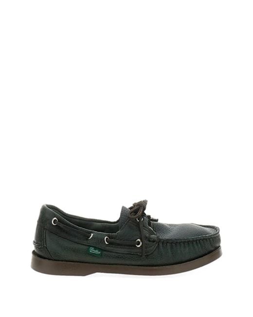 Paraboot Green Lace-Up Leather Loafers for men