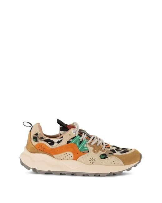 Flower Mountain Natural Yamano 3 Floral-Motif Sneakers