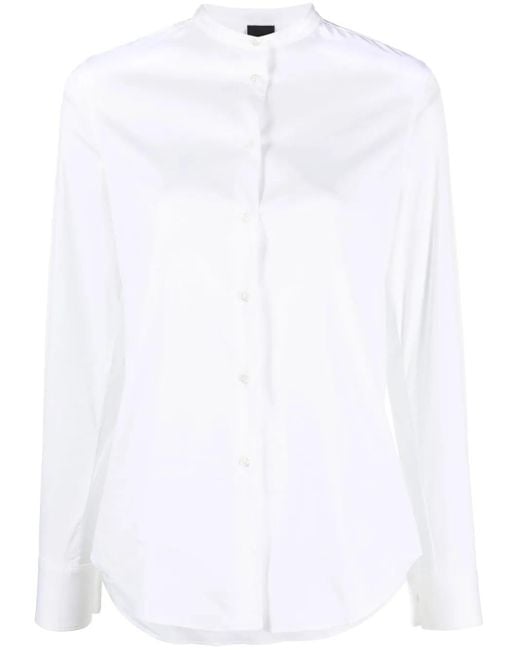 Aspesi White Collarless Button-Up Shirt