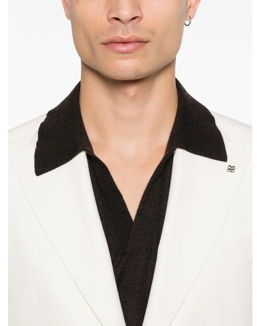 Tagliatore White Brooch-Detail Blazer for men