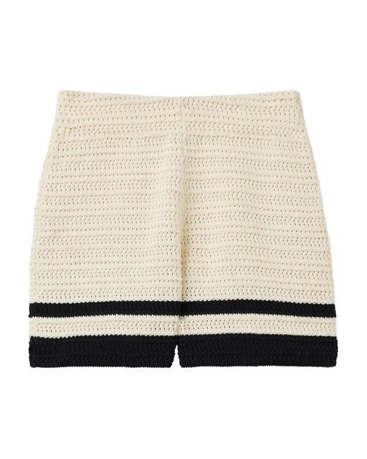 St. John Natural Pointelle Stripe-Detail Shorts