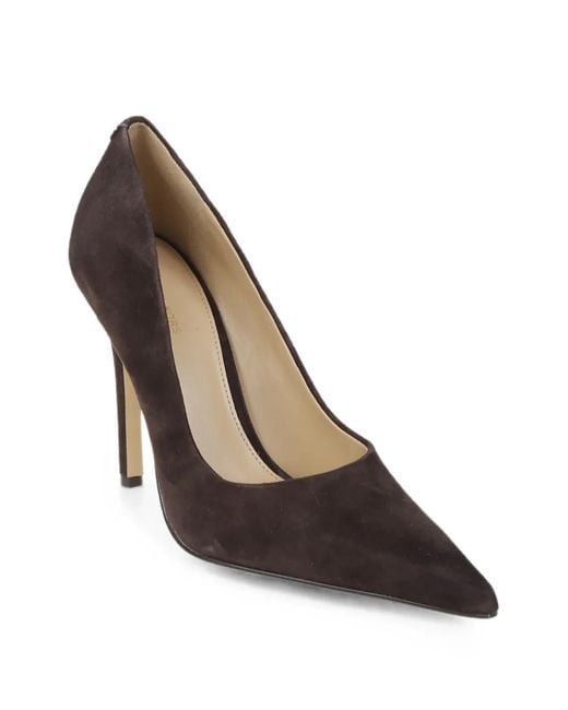 Michael Kors Brown Elyse Pointed-Toe Suede Pumps