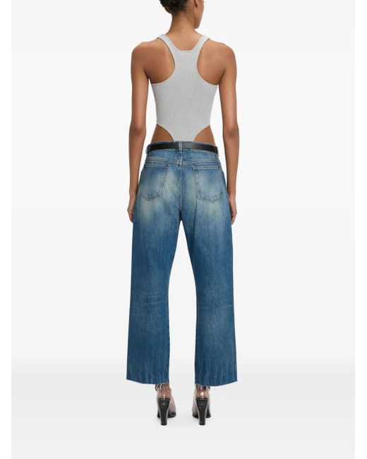 Victoria Beckham Blue High Leg-Cut Bodysuit