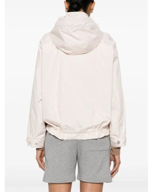 Moorer White Jill-Stp Hooded Jacket