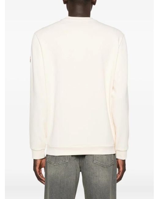 Moncler White Logo-Patch Crew Neck Sweatshirt for men