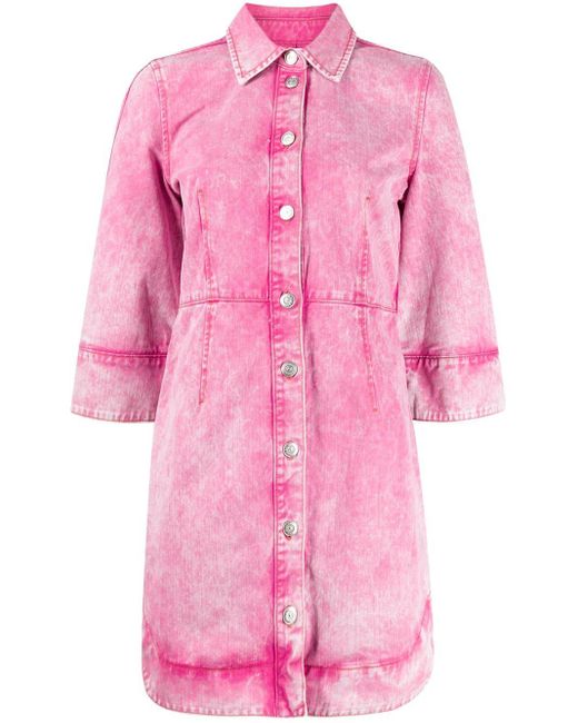 Ganni Pink Washed Denim Dress