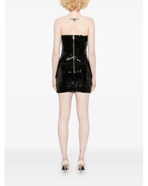 Balmain Black Sequinned Tailored Mini Dress